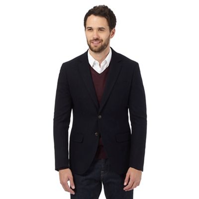 Big and tall navy wool rich single breast jacket